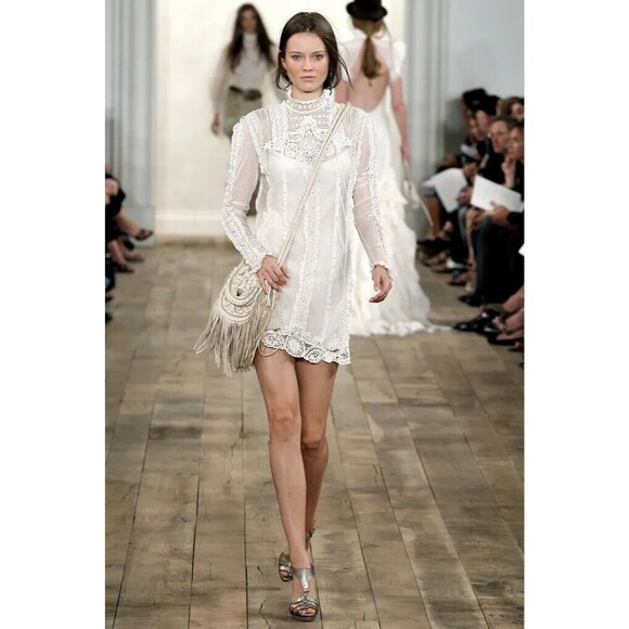 Ralph Lauren Cream Leather Fringe Beaded Crossbody Bag, 2011 Runway Collection - Picture 2 of 16